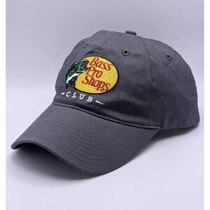 Bass Pro Shops Club Gray Hat Cap Strap Back Fishing BPS Outdoor Hunting Dad